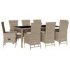 vidaXL Set comedor de jard&iacute;n 9 pzas con cojines rat&aacute;n sint&eacute;tico beige