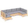 vidaXL Juego de muebles de jard&iacute;n 6 pzas y cojines madera maciza pino
