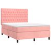 vidaXL Cama box spring colch&oacute;n y LED terciopelo rosa 140x190 cm