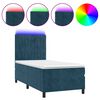 vidaXL Cama box spring colch&oacute;n y LED terciopelo azul oscuro 100x200 cm