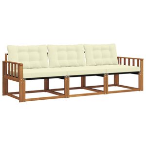 vidaXL Conjunto de sof&aacute;s de exterior 3 uds. Natural y Crema
