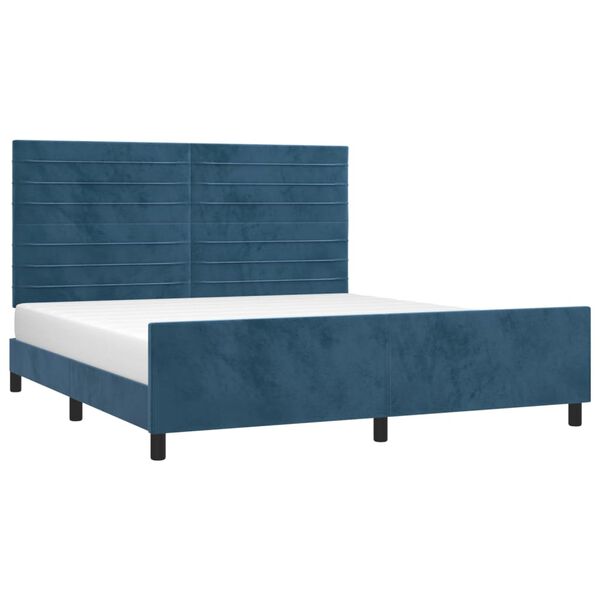 vidaXL Estructura de cama sin colch&oacute;n terciopelo azul oscuro 160x200cm