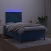 vidaXL Cama box spring colch&oacute;n y LED terciopelo azul oscuro 120x200 cm