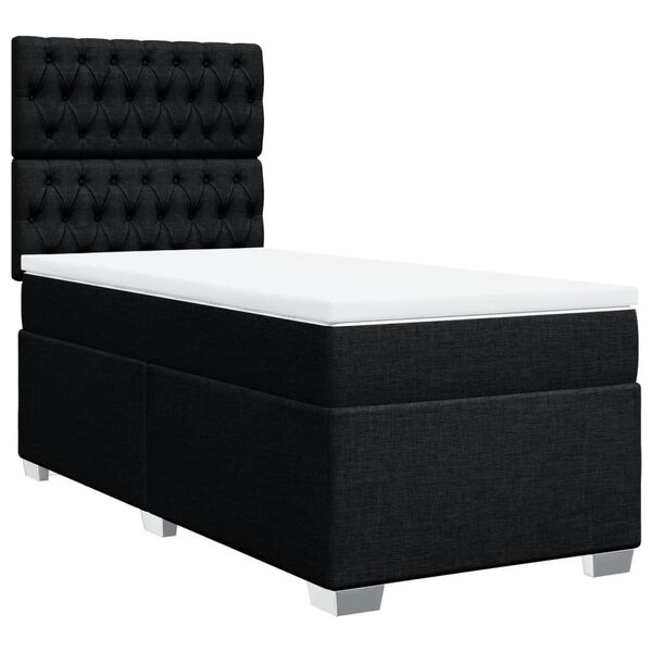 vidaXL Cama box spring con colch&oacute;n tela negro 80x200 cm