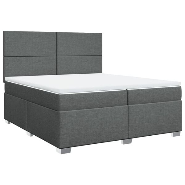 vidaXL Cama box spring con colch&oacute;n tela gris oscuro 200x200 cm