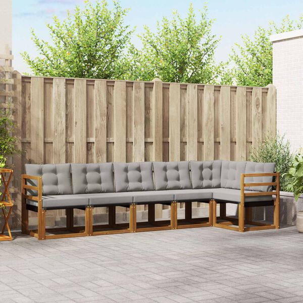 vidaXL Conjunto de sof&aacute;s de exterior 6 pcs Gris Natural y Claro