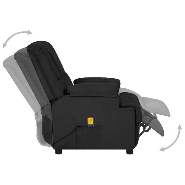 vidaXL Sill&oacute;n de masaje reclinable de piel de ante artificial negro