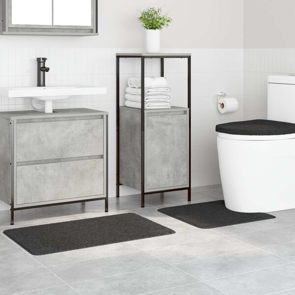 vidaXL Conjunto de alfombra de baño antideslizante 3 pcs Gris oscuro
