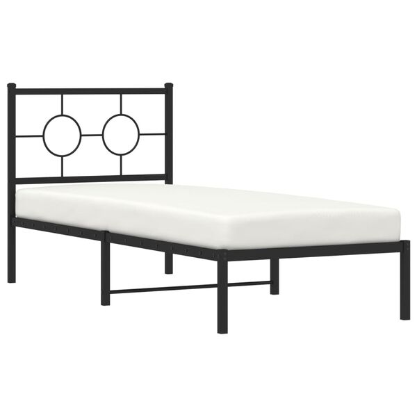 vidaXL Estructura cama sin colch&oacute;n con cabecero metal negro 75x190 cm