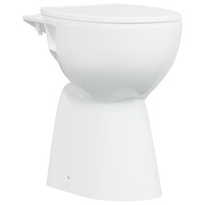 vidaXL Inodoro sin borde, 7 cm altura extra, cierre suave, cer&aacute;mica blanca