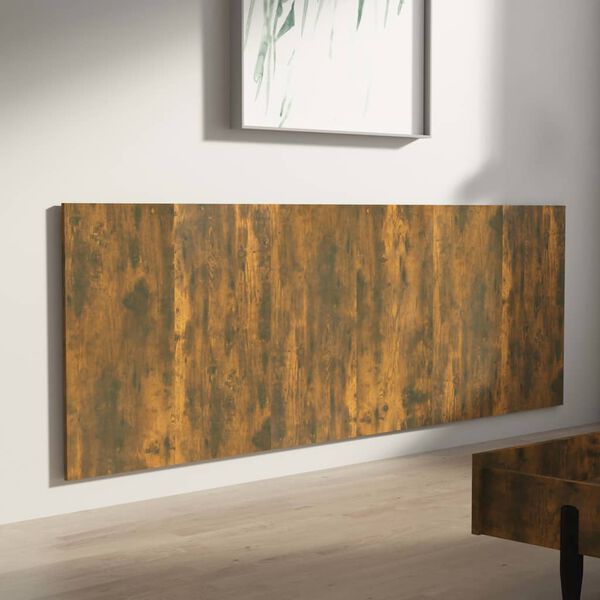vidaXL Cabecero pared madera contrachapada roble ahumado 240x1,5x80 cm