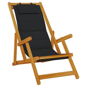 vidaXL Silla plegable con reposabrazos negra