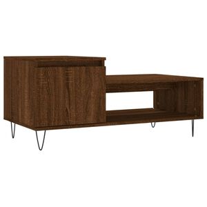 vidaXL Mesa de centro madera contrachapada roble marr&oacute;n 100x50x45 cm