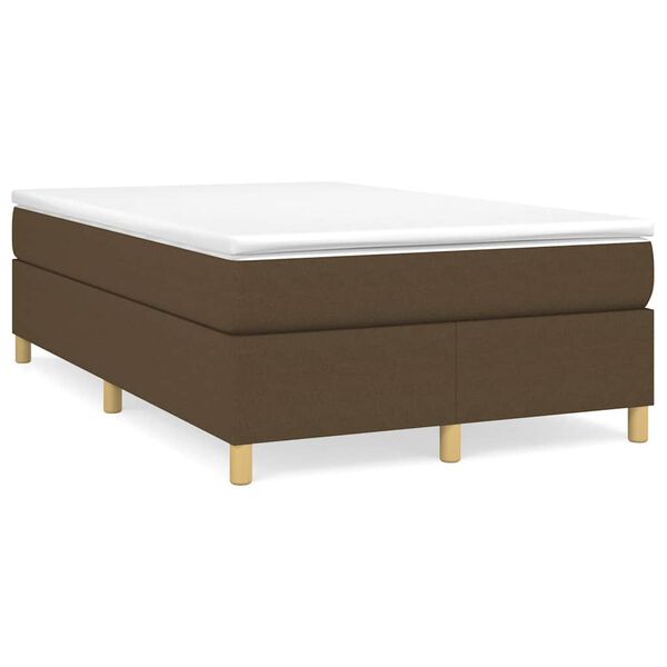 vidaXL Cama box spring con colch&oacute;n tela marr&oacute;n oscuro 120x190 cm