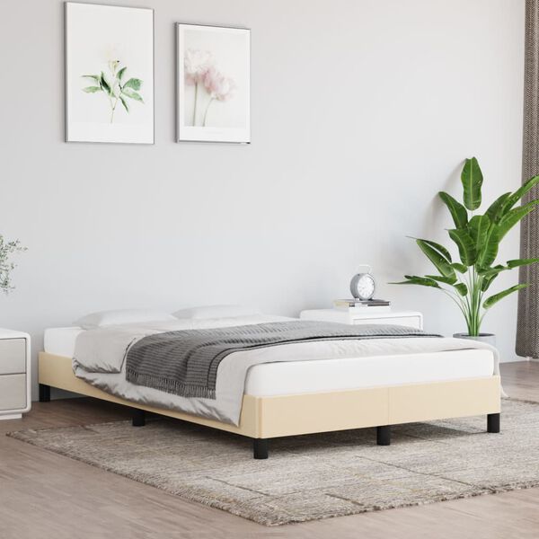 vidaXL Estructura de cama sin colchón tela crema 120x190 cm