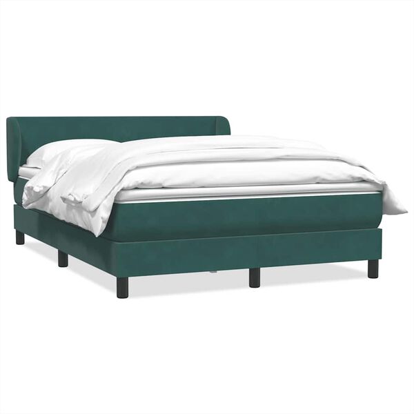 vidaXL Cama box spring con colch&oacute;n terciopelo verde oscuro 140x220 cm