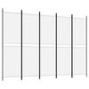 vidaXL Biombo divisor de 5 paneles de tela blanco 250x180 cm