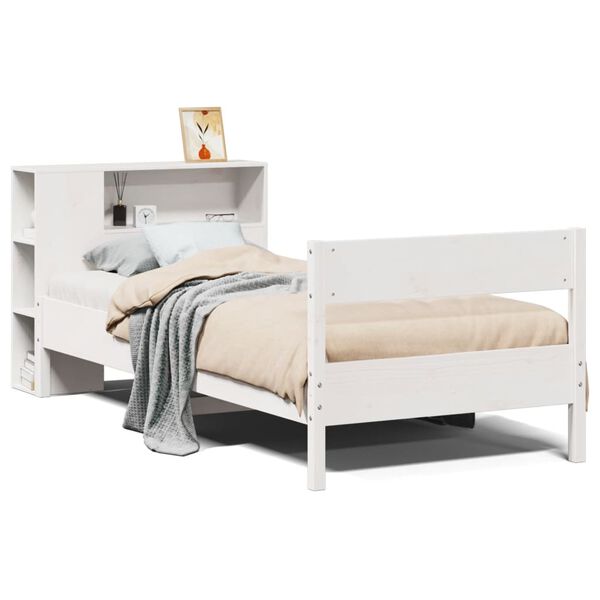 vidaXL Cama con estanter&iacute;a sin colch&oacute;n madera maciza de pino 90x190 cm