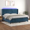 vidaXL Cama box spring colch&oacute;n y LED terciopelo azul oscuro 200x200 cm