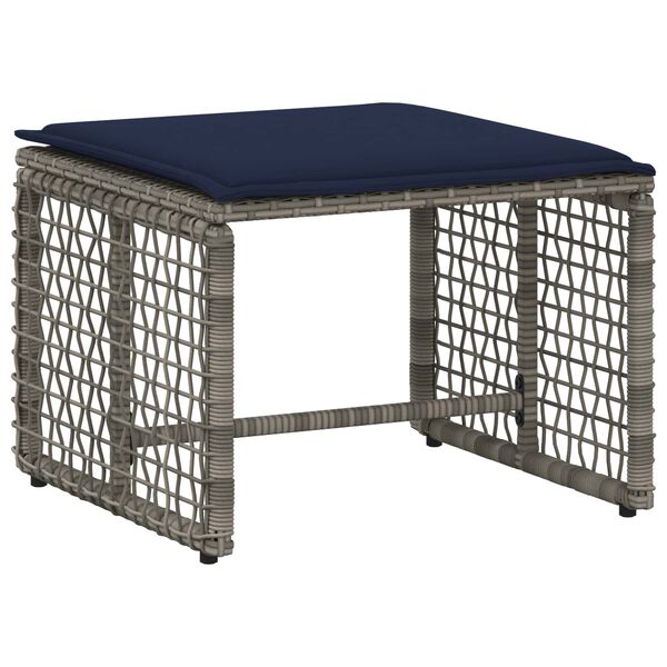 vidaXL Juego de muebles de exterior con coj&iacute;n 5 pcs Gris y marino