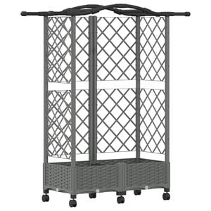 vidaXL Cama elevada con trellis y techo Gris Claro 124 x 40 x 129 cm