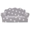 vidaXL Sof&aacute; infantil de 2 plazas gris claro con estrellas felpa suave