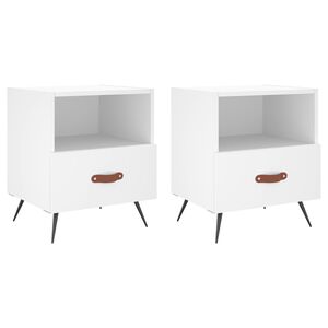 vidaXL Mesitas de noche 2 uds madera ingenier&iacute;a blanco 40x35x47,5 cm