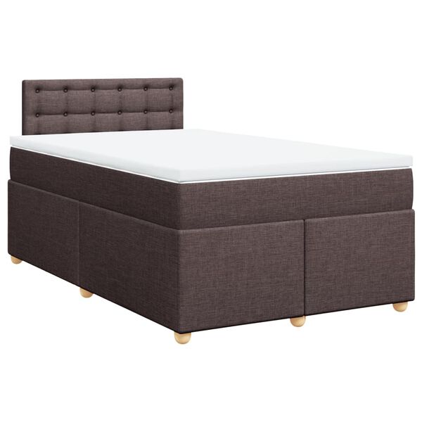 vidaXL Cama box spring con colch&oacute;n tela marr&oacute;n oscuro 120x200 cm