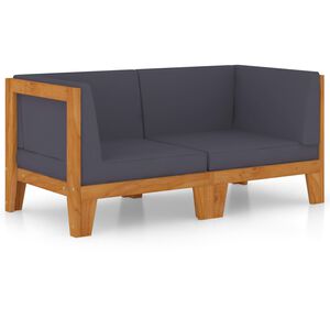 vidaXL Sof&aacute; de 2 plazas con cojines gris oscuro madera maciza acacia