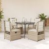 vidaXL Set comedor de jard&iacute;n 5 pzas con cojines rat&aacute;n sint&eacute;tico beige