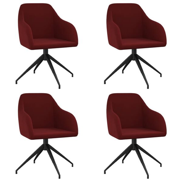 vidaXL Sillas de comedor 4 unidades terciopelo rojo tinto