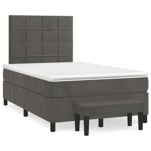 vidaXL Cama box spring con colch&oacute;n terciopelo gris oscuro 120x200 cm