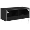 vidaXL Mueble de TV Montado en la Pared Roble Negro 80 x 35 x 31 cm