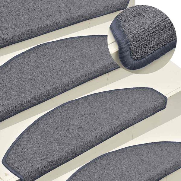 vidaXL Felpudos para escaleras 30 unidades 65x24x4 cm Gris claro y azul Semicircular Grande