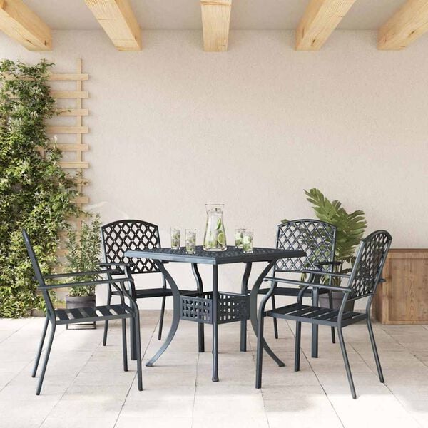 vidaXL Silla de Jard&iacute;n 4 pcs Antracita 56 x 65 x 89 cm Acero