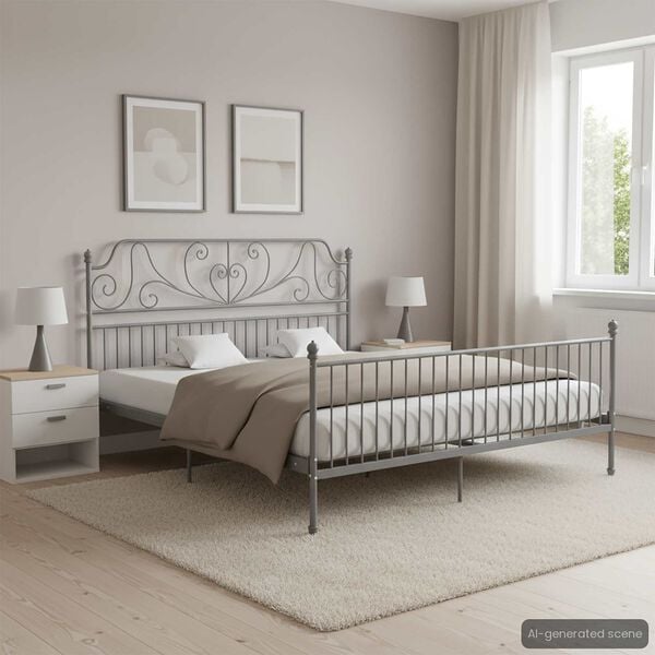 vidaXL Estructura de cama sin colch&oacute;n metal gris 200x200 cm