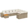vidaXL Juego de sof&aacute;s jard&iacute;n con cojines beige 10 pzas rat&aacute;n sint&eacute;tico