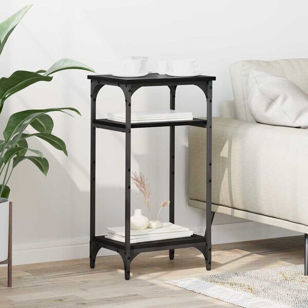 vidaXL Mesa lateral Roble Negro 40 x 30 x 75 cm Madera de ingenier&iacute;a