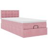 vidaXL Cama otomana con colch&oacute;n y LED terciopelo rosa 80x200 cm