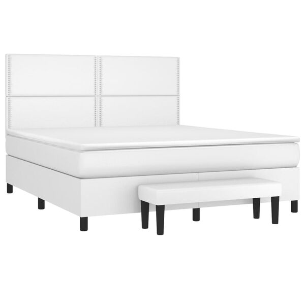 vidaXL Cama box spring con colch&oacute;n cuero sint&eacute;tico blanco 180x200 cm