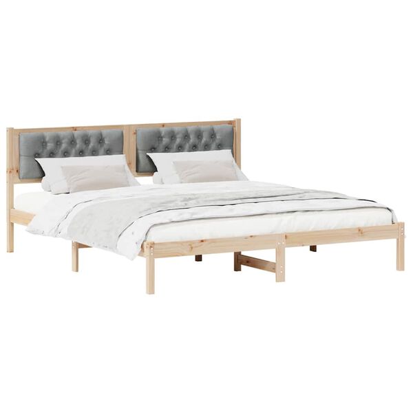 vidaXL Estructura de cama con cabecera Gris Claro 160 x 200 cm