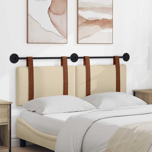 vidaXL Cabecera Colgante Liso Crema 130 x 55 x 5 cm PU antiguo