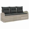 vidaXL Conjunto de sof&aacute; de jard&iacute;n con coj&iacute;n 3 pcs Gris claro Polirat&aacute;n