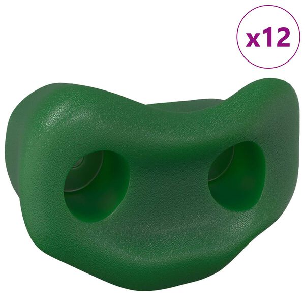 vidaXL Agarre de escalada 12 pcs Verde 100 x 67 x 43 mm PP