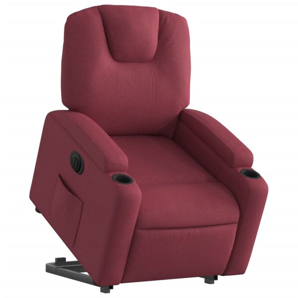 vidaXL Sill&oacute;n el&eacute;ctrico reclinable elevable de tela rojo tinto