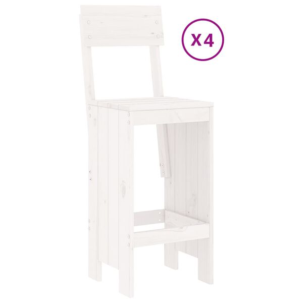 vidaXL Set de mesa y taburetes altos jardín 5 pzas madera pino blanco