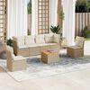 vidaXL Set sof&aacute;s de jard&iacute;n 7 piezas y cojines rat&aacute;n sint&eacute;tico beige