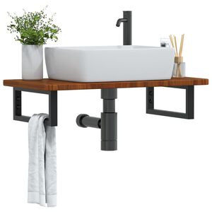 vidaXL Estante de lavabo de pared de acero y madera maciza de roble