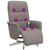vidaXL Sill&oacute;n reclinable de masaje con reposapi&eacute;s tela gris taupe