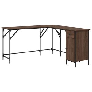 vidaXL Escritorio madera de ingenier&iacute;a roble marr&oacute;n 141x141x75 cm
